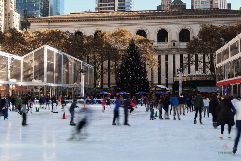 Ice skating Bryant Park.