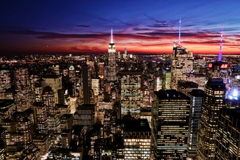 El Midtown de Manhattan, minutos después del atardecer.